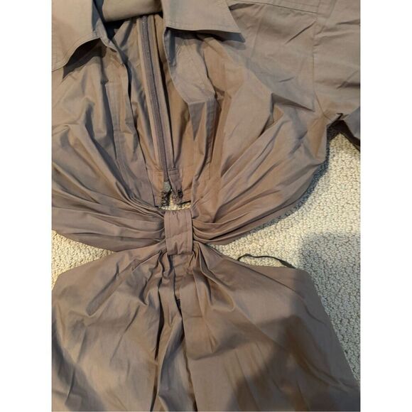 A.L.C. Georgia Cut Out Plunge Neck Button Down Midi Shirt Dress - Picture 5 of 8